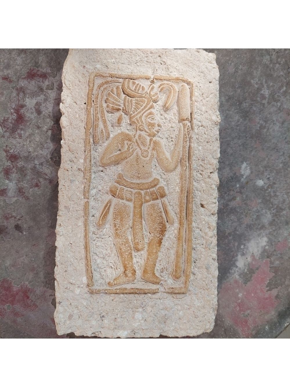 Yucatan Stone Warrior Carving